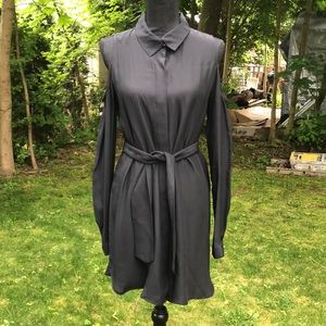 Silk cold shoulder dress